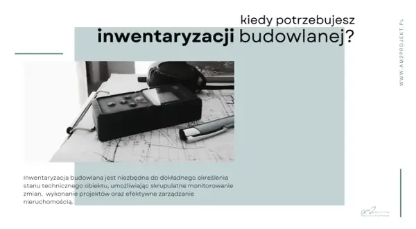 Na zdjęciu widać przyrządy do pomiaru i plany, które są używane, gdy ktoś robi inwentaryzację budynku.